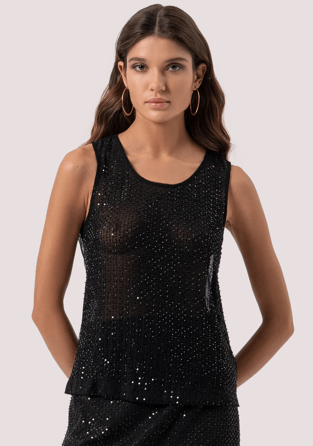 Top senza maniche con paillettes FQ25WT1002W424R9 /53 FRACOMINA 