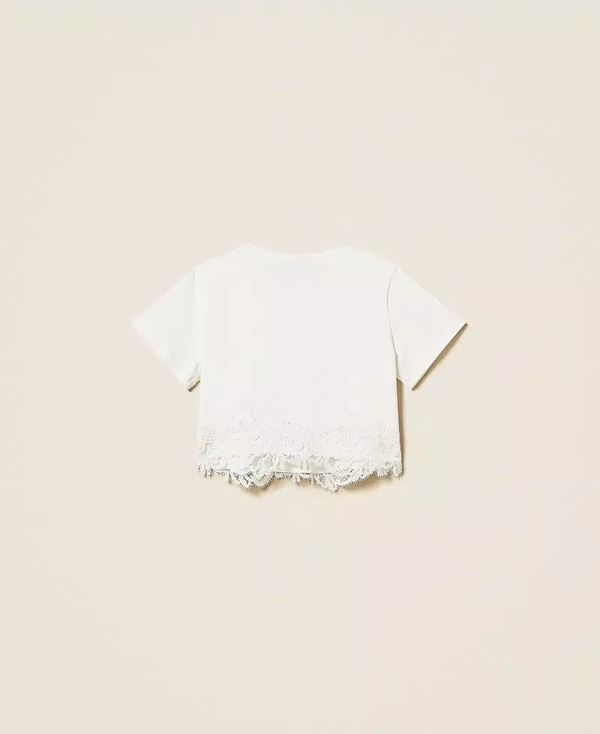 T-shirt con pizzo e logo 261GJ2090 /526 TWINSET 
