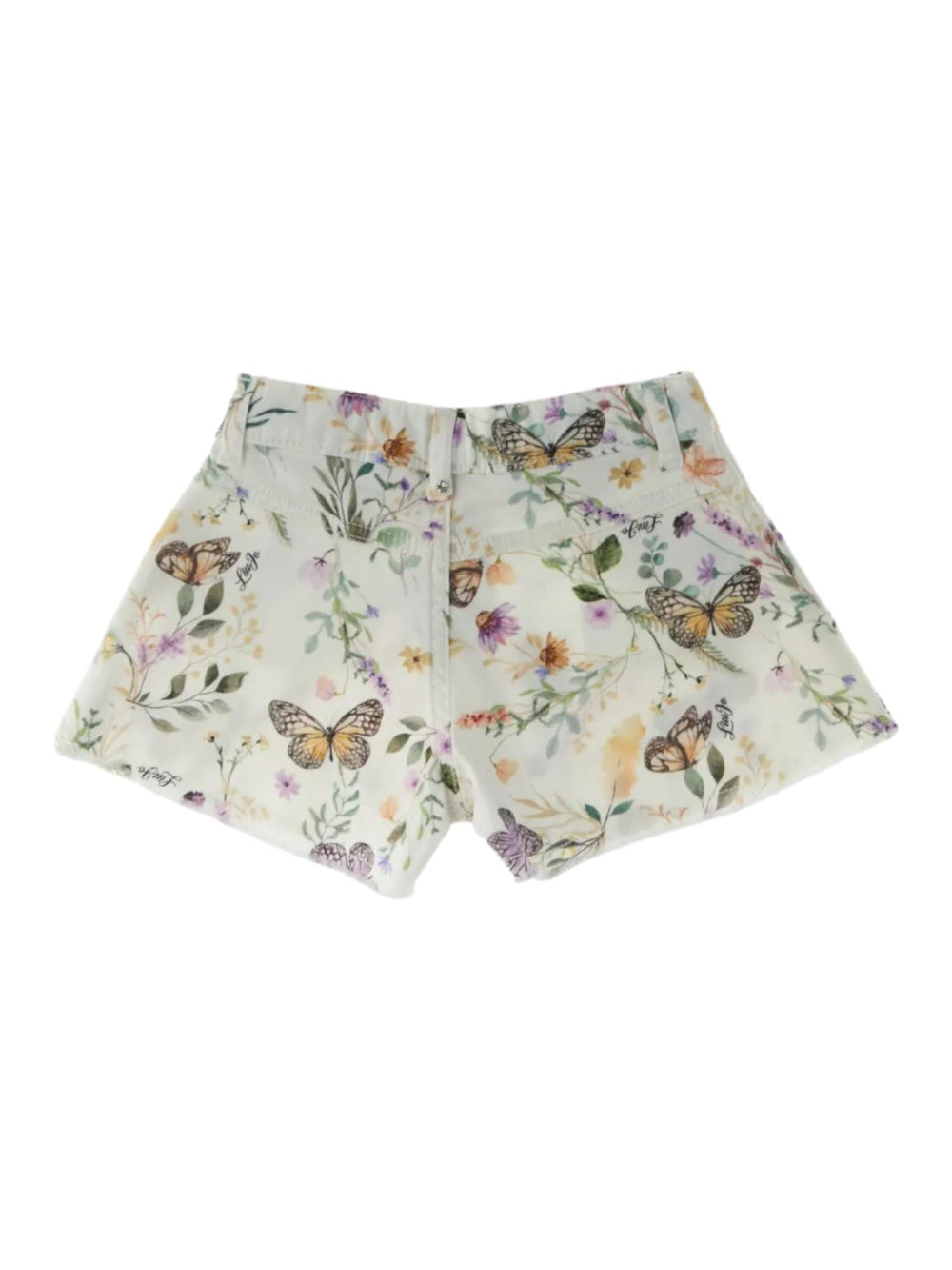 Shorts bambina floreali con stampa farfalle