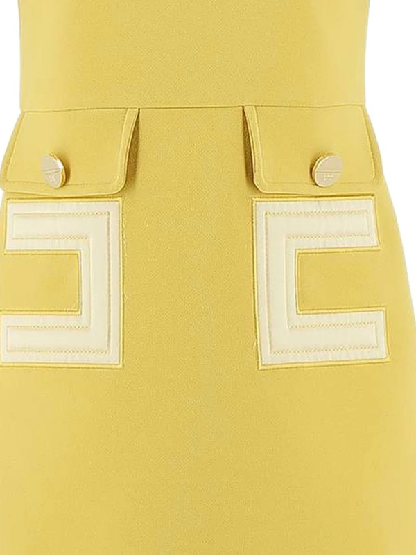 Abito in crepe con tasche e ricamo doppia c EFAB646 GA022 /2033 ELISABETTA FRANCHI La Mia Bambina 