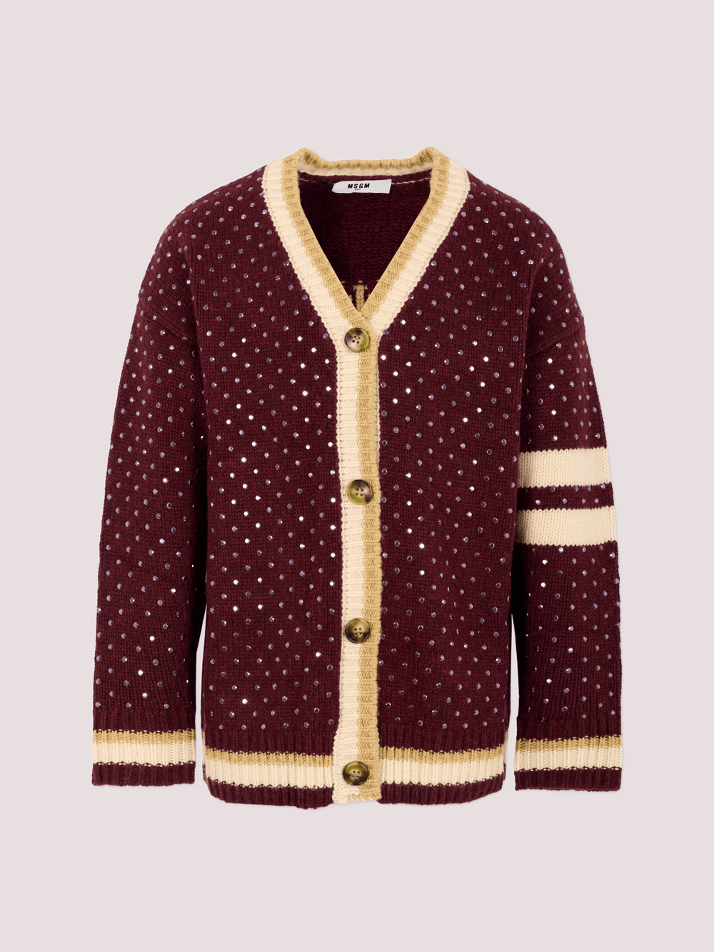 Cardigan bordeaux per con borchie F5MSJGCA081 /MS051 MSGM KIDS 