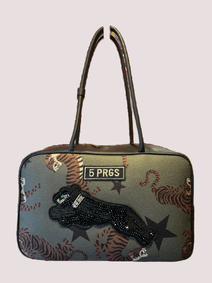 Bauletto grande fantasia tigri applicazione pantera nera 5P-02-107 /GREEN 5 PROGRESS 