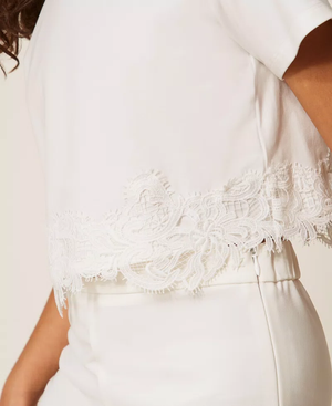 T-shirt con pizzo e logo 261GJ2090 /526 TWINSET 