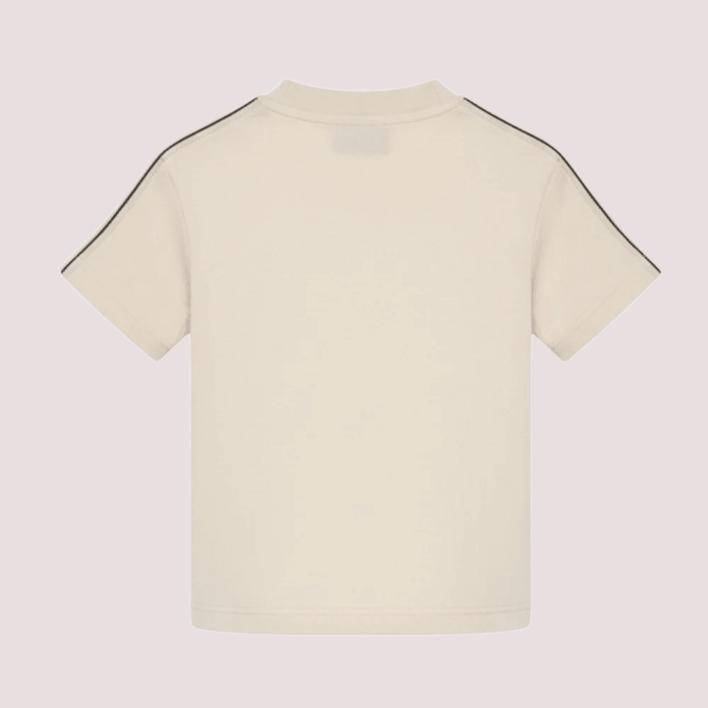 T-shirt con logo stampato sul petto e bande in gros-grain avorio sulle maniche PBAA011S26JER001 /92 PALM ANGELS 