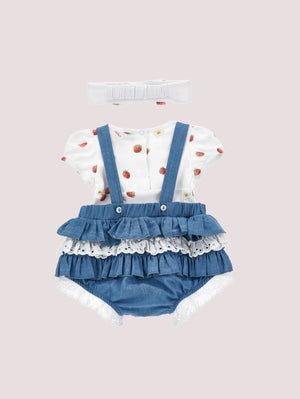 Set Body Salopette Fragole 35G516 7081 /62 MONNALISA 