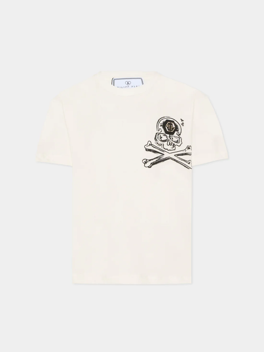 T-shirt con stampa e logo in metallo S6PHJBTH045 /2 PHILIPP PLEIN JUNIOR 