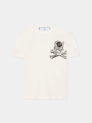 T-shirt con stampa e logo in metallo S6PHJBTH045 /2 PHILIPP PLEIN JUNIOR 