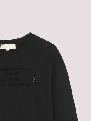 T-shirt per bambina Michael Kors Kids nera con dettaglio logo R30495 /09B MICHAEL KORS 