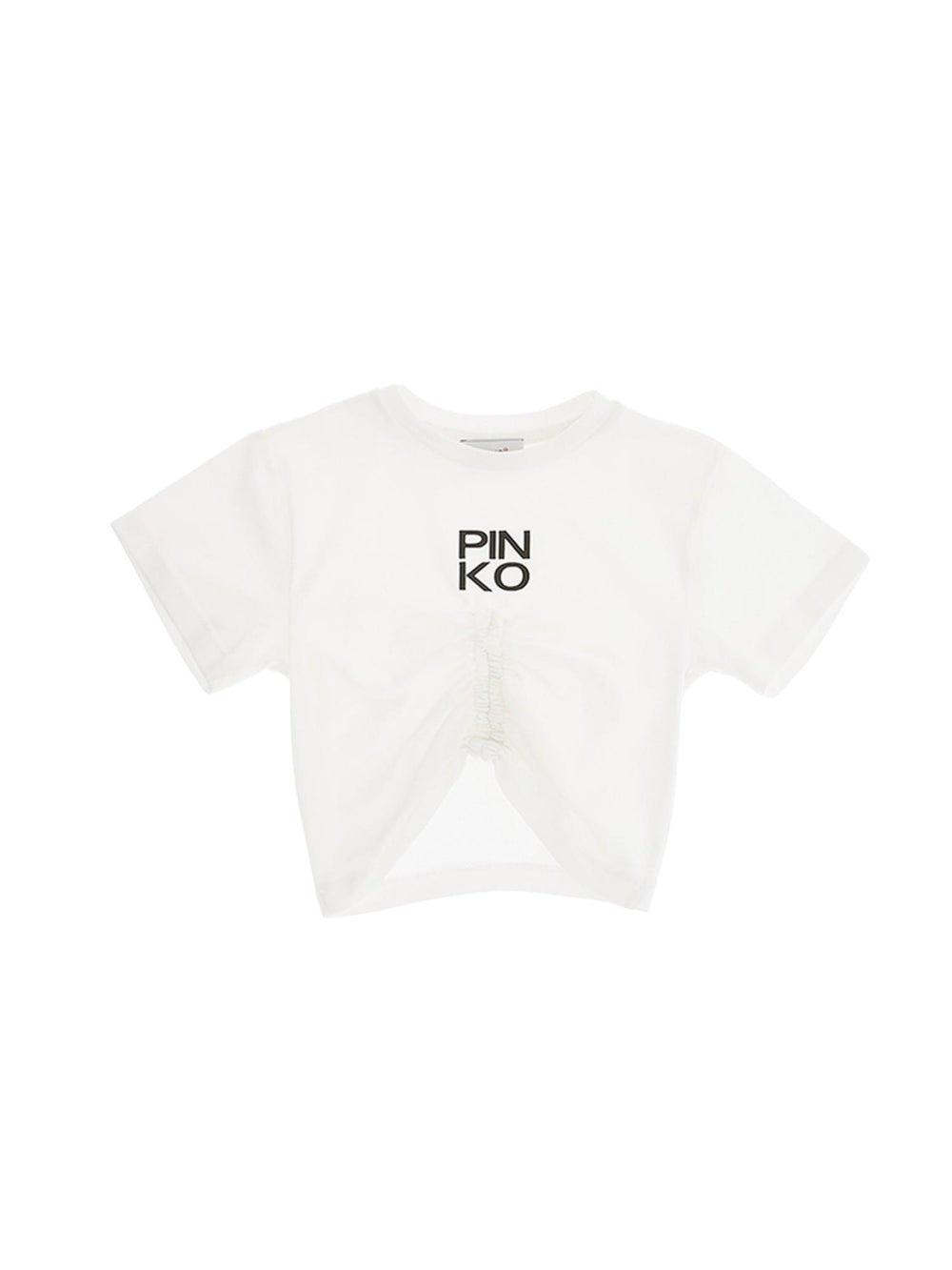 T-shirt bambina bianca crop con logo nero