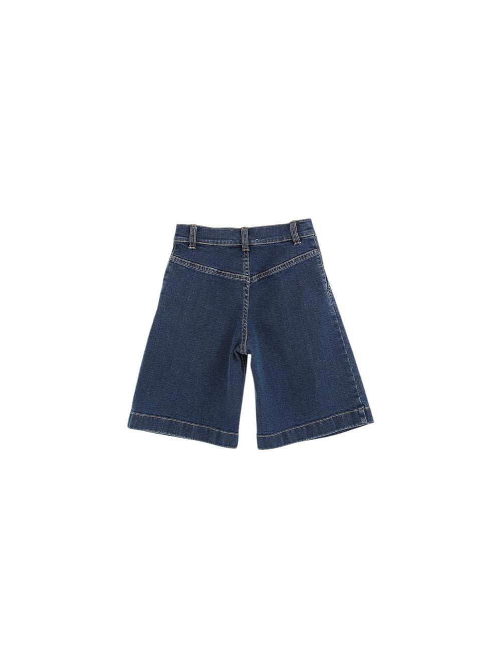 Bermuda bambina in denim con pieghe frontali