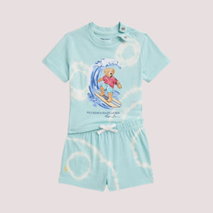 T-shirt e pantaloncini in cotone tie-dye con orso polo 320B14132 /001 POLO RALPH LAUREN 