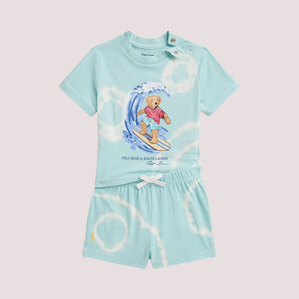 T-shirt e pantaloncini in cotone tie-dye con orso polo 320B14132 /001 POLO RALPH LAUREN 