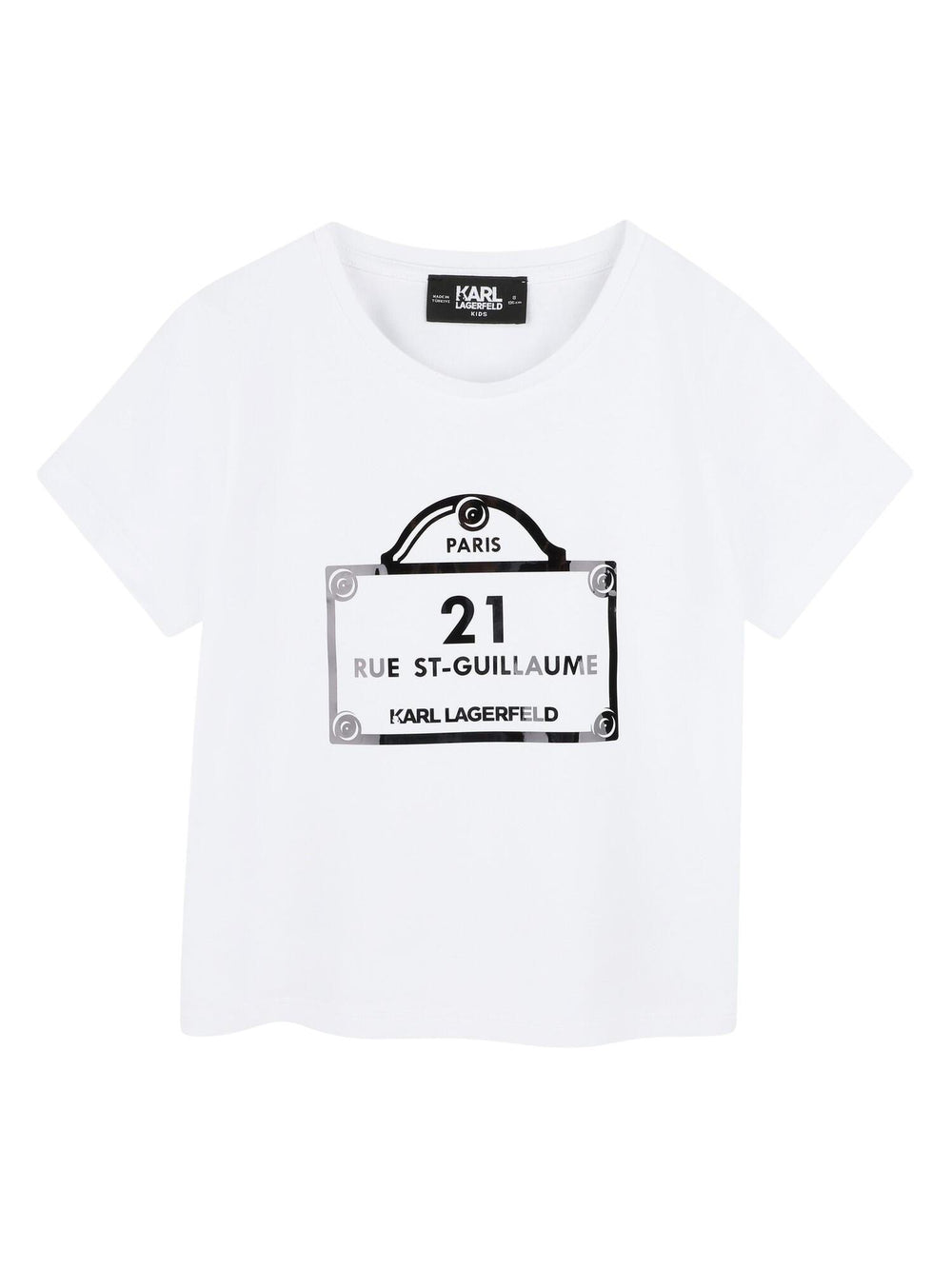 T-shirt bambina bianca con stampa 21 Rue St-Guillaume
