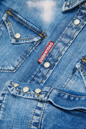 Camicia in denim con logo DQ2887 D0AFP /DQ01 DSQUARED2 JUNIOR 