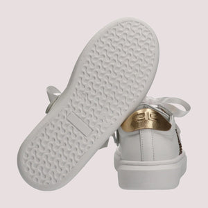 Sneaker low cut con logo cc ivory white/gold F4A9 E0504 0092 /B093 ELISABETTA FRANCHI La Mia Bambina 