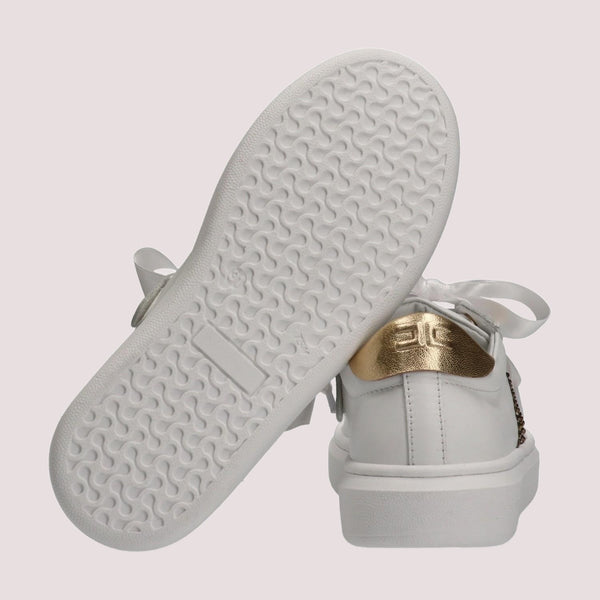 Sneaker low cut con logo cc ivory white/gold F4A9 E0504 0092 /B093 ELISABETTA FRANCHI La Mia Bambina 