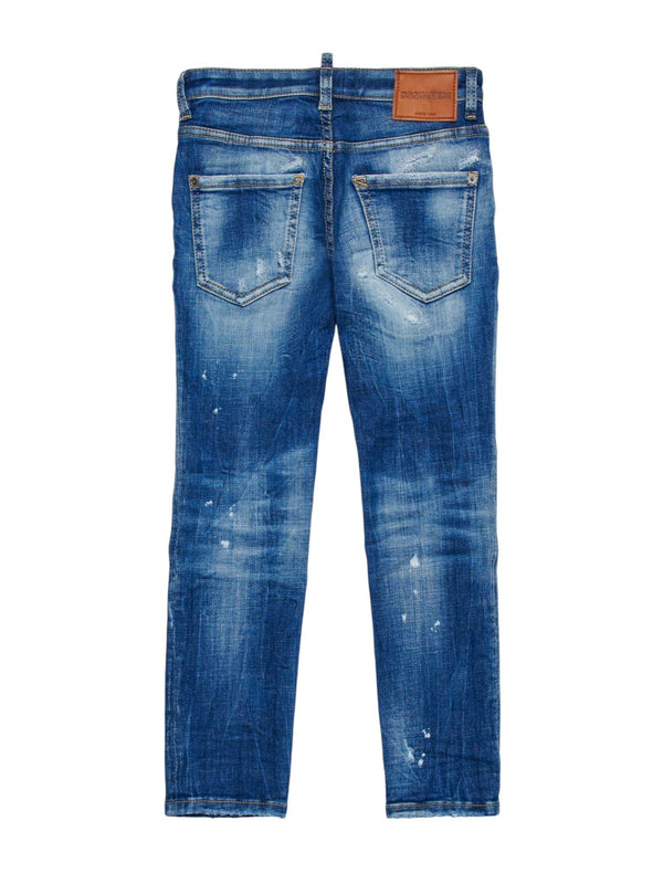 Jeans bambino denim blu con effetto used