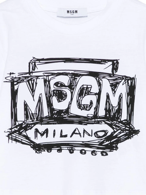 T-shirt cropped con logo stampato S6MSJGTH128 /001 MSGM KIDS 