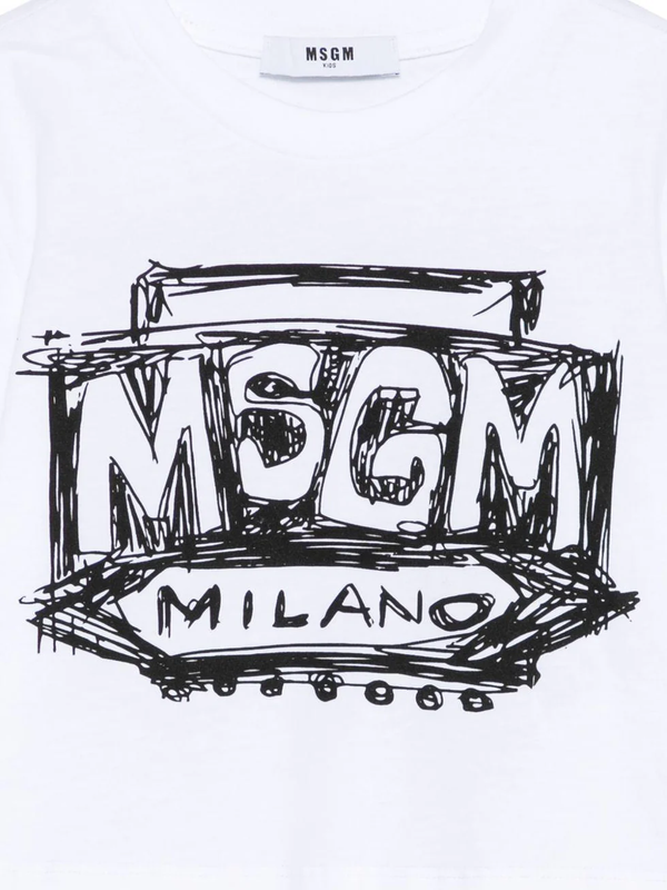 T-shirt cropped con logo stampato S6MSJGTH128 /001 MSGM KIDS 