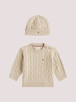 Completo maglia e cappellino in maglia Tommy Hilfiger KN0KN02158 /ABY TOMMY HILFIGER 