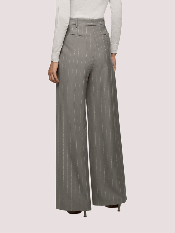 Pantaloni larghi in gessato con pinces e tasche a filetto A25CPPA01201 /V0703 SIMONA CORSELLINI 