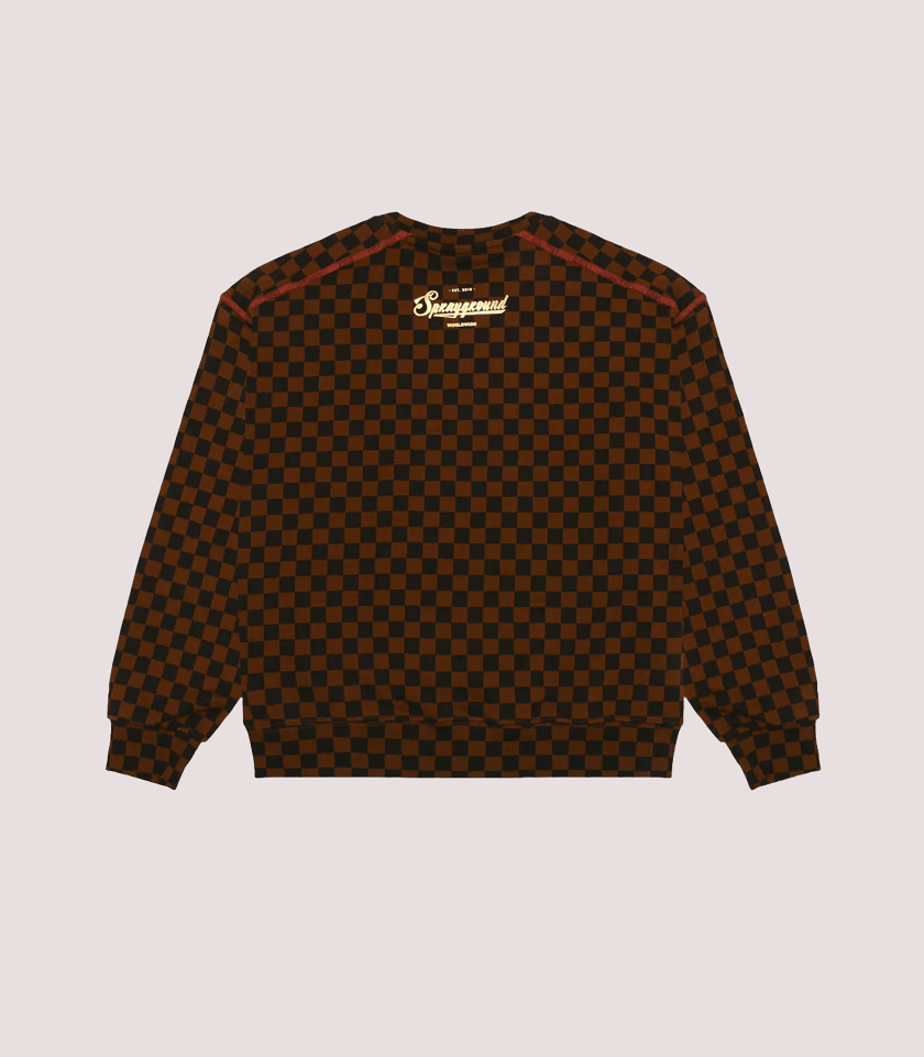 Takeover the throne checkered crewneck SPY1364G /BROWN SPRAYGROUND 