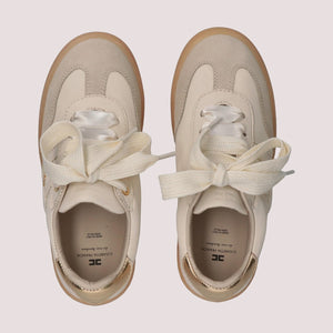 Sneakers basse con fiocco e dettaglio metallico butter/gold F4A9 E0510 1877 /A725 ELISABETTA FRANCHI La Mia Bambina 