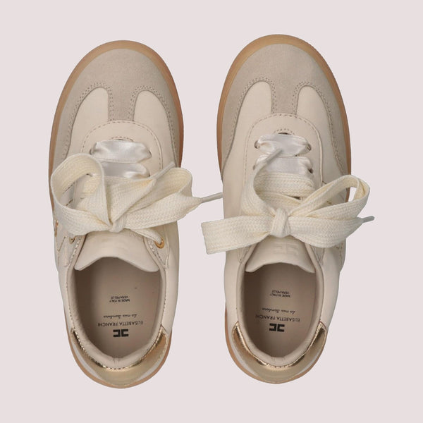 Sneakers basse con fiocco e dettaglio metallico butter/gold F4A9 E0510 1877 /A725 ELISABETTA FRANCHI La Mia Bambina 