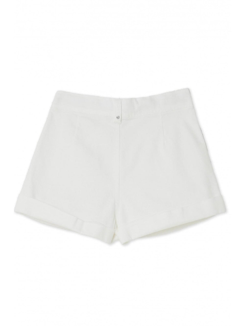 Shorts bambina bianchi con risvolto e logo cuore