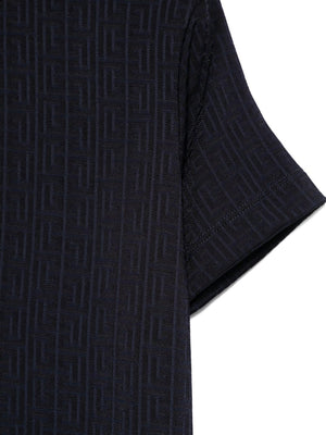 T-shirt bambino blu navy in viscosa con monogramma