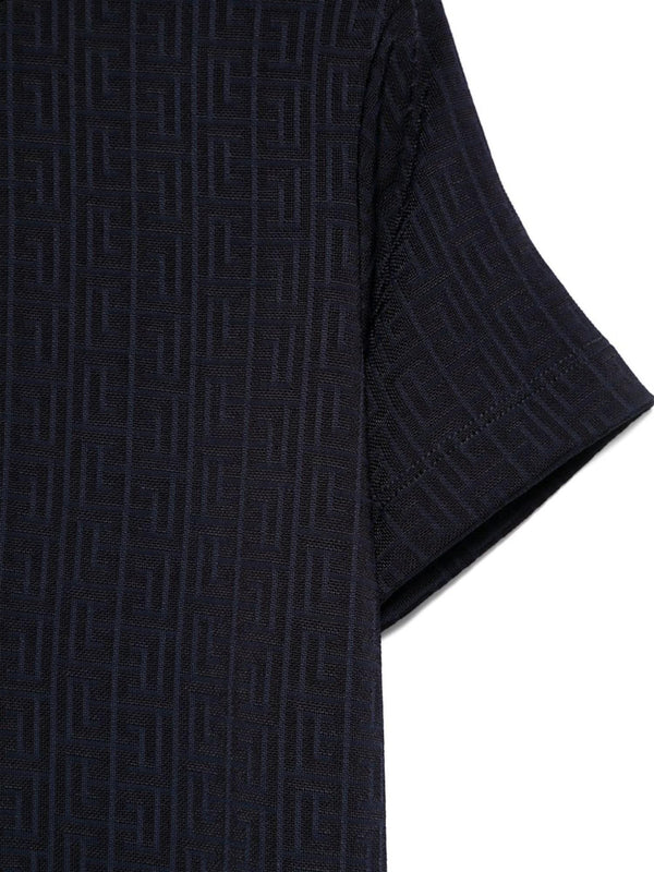 T-shirt bambino blu navy in viscosa con monogramma