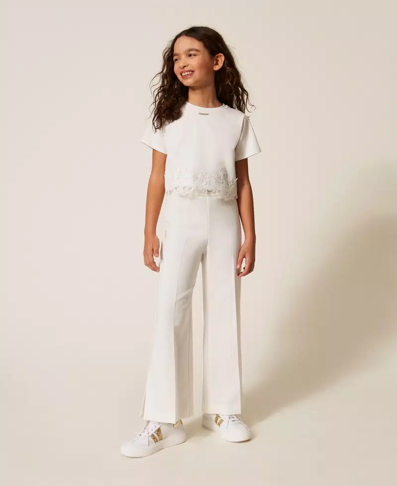 T-shirt con pizzo e logo 261GJ2090 /526 TWINSET 