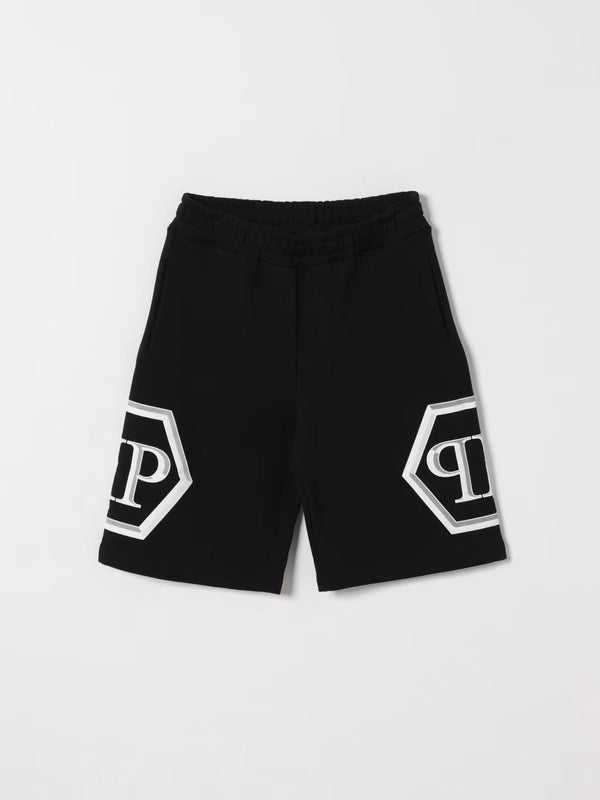 Shorts in cotone con logo Philipp Plein S6PHJBBE140 /110 PHILIPP PLEIN JUNIOR 