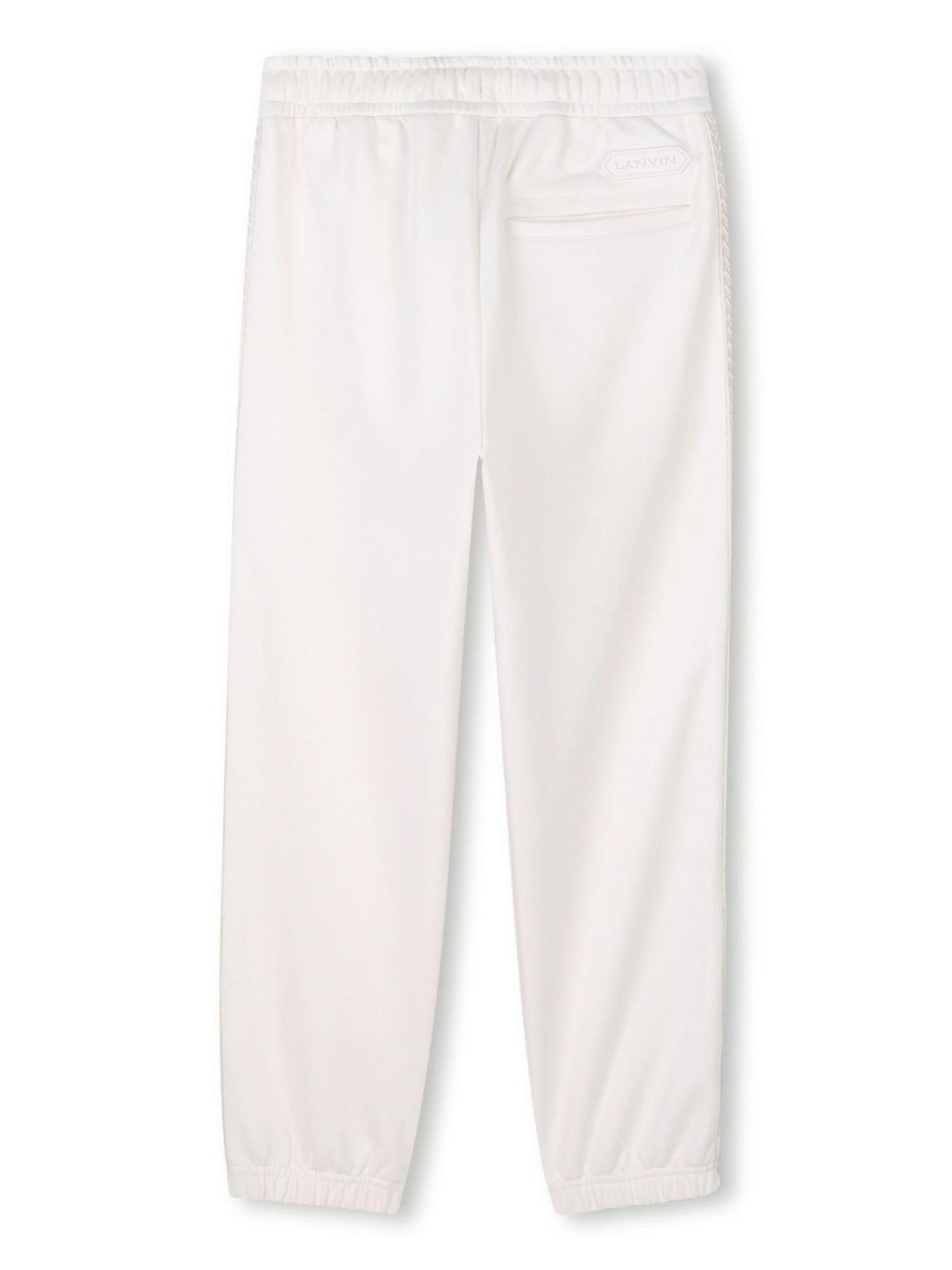 Pantaloni jogger bambina écru con bande laterali e coulisse