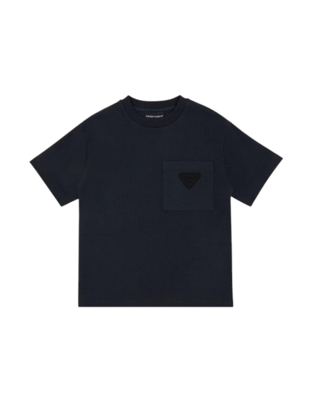 T-shirt bambino blu navy con taschino e logo tono su tono