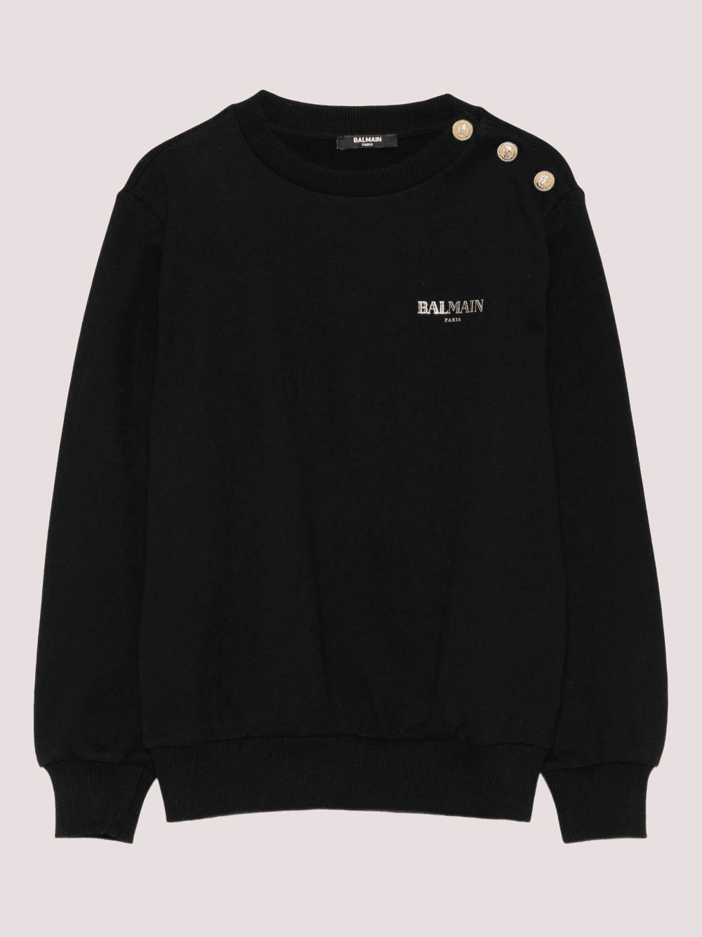 Felpa girocollo nera con bottoni oro e logo BX4R10 Z3183 /930OR BALMAIN 