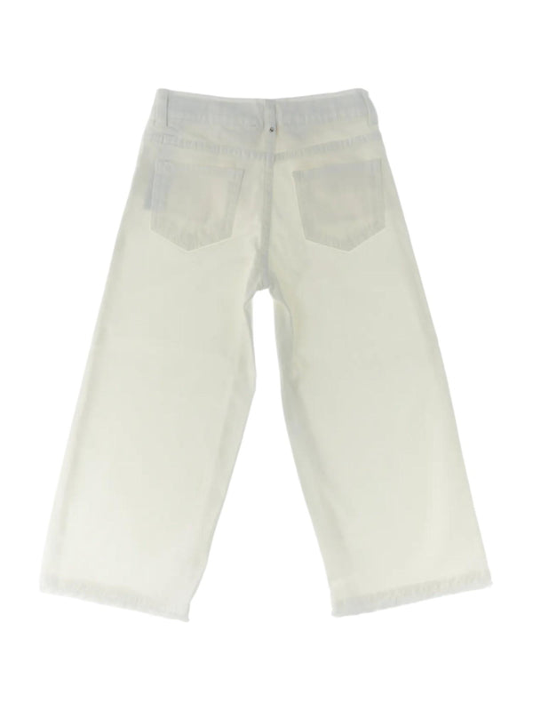 Pantaloni lunghi bambina bianchi con cuore logato