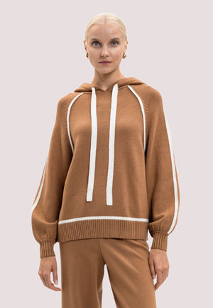 Felpa in maglia con cappuccio e dettagli a contrasto 252LI3NEE /12725 TWINSET 