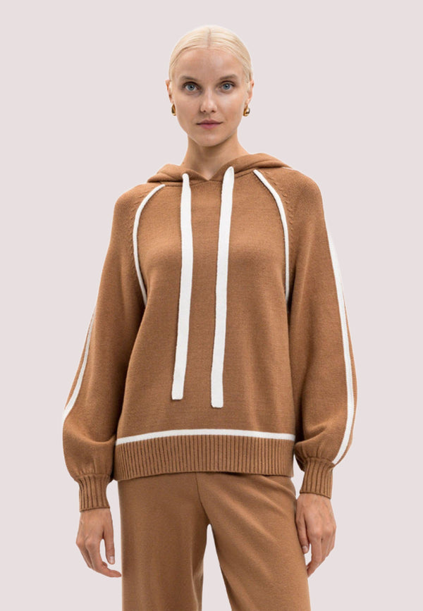 Felpa in maglia con cappuccio e dettagli a contrasto 252LI3NEE /12725 TWINSET 