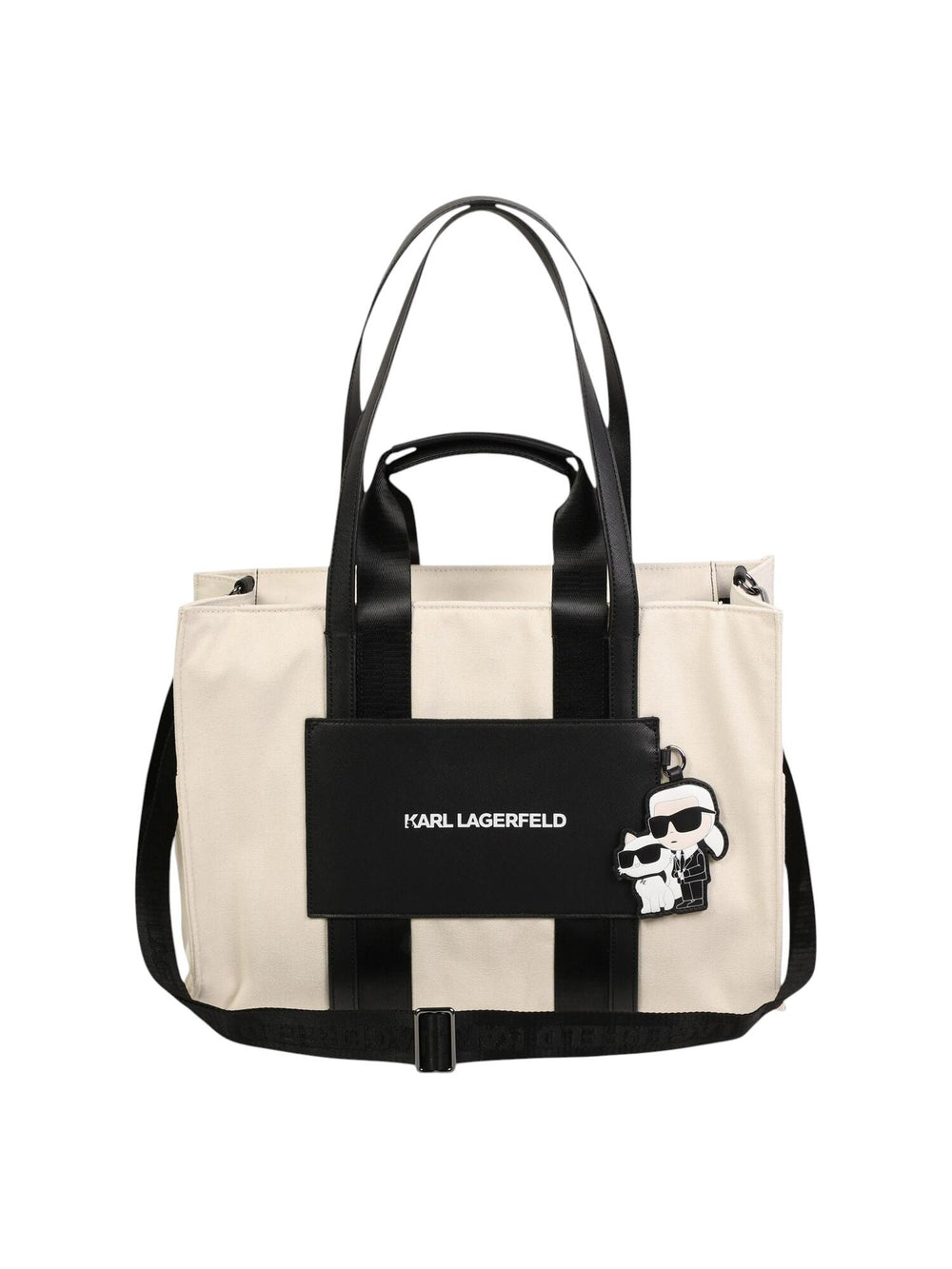Borsa mommy bag avorio con charm Karl & Choupette