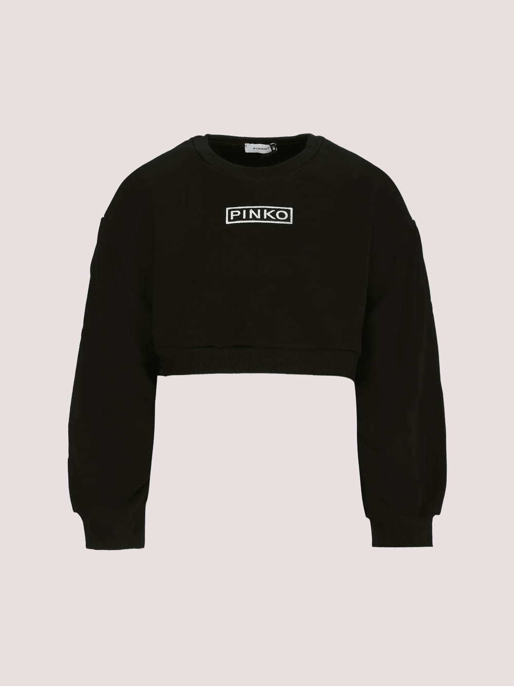 Felpa crop nera per bambina con logo KFFE012 C FF013 /D852 PINKO 