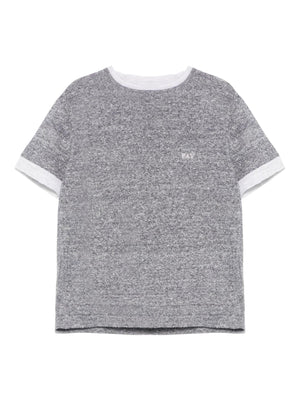 Maglia bambino blu medio melange con dettagli chiari