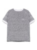 Maglia bambino blu medio melange con dettagli chiari