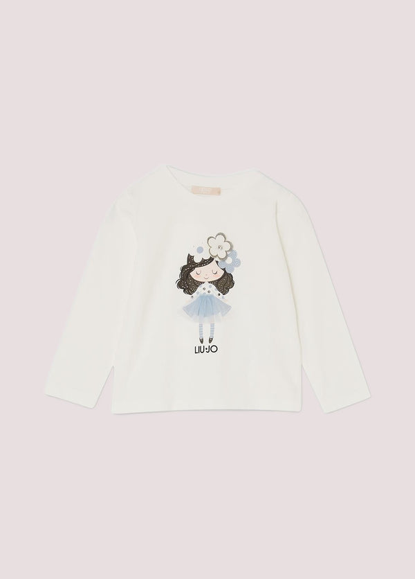 T-shirt in cotone con stampa KF5076 J0088 /T9091 LIU JO 