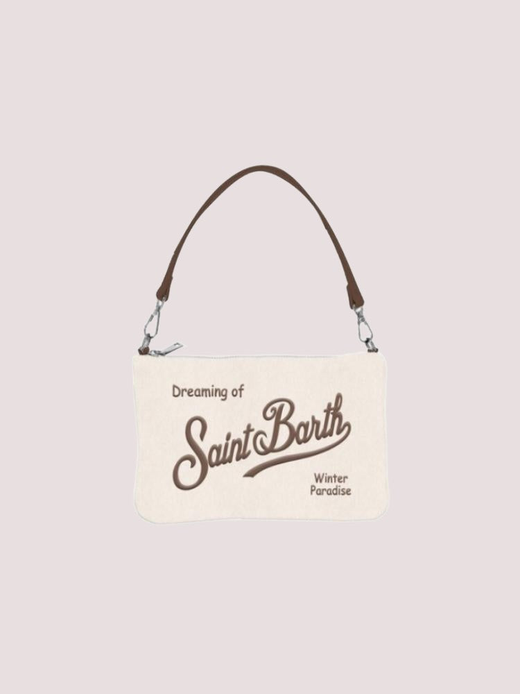 Parisienne mini feltro bianca con logo e tracolla PARM003 /00301I MC2 SAINT BARTH 