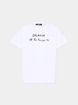 T-shirt con stampa BY8B11 Z3672 /100NE BALMAIN 