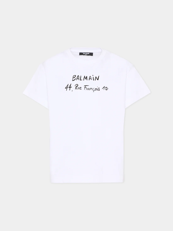 T-shirt con stampa BY8B11 Z3672 /100NE BALMAIN 
