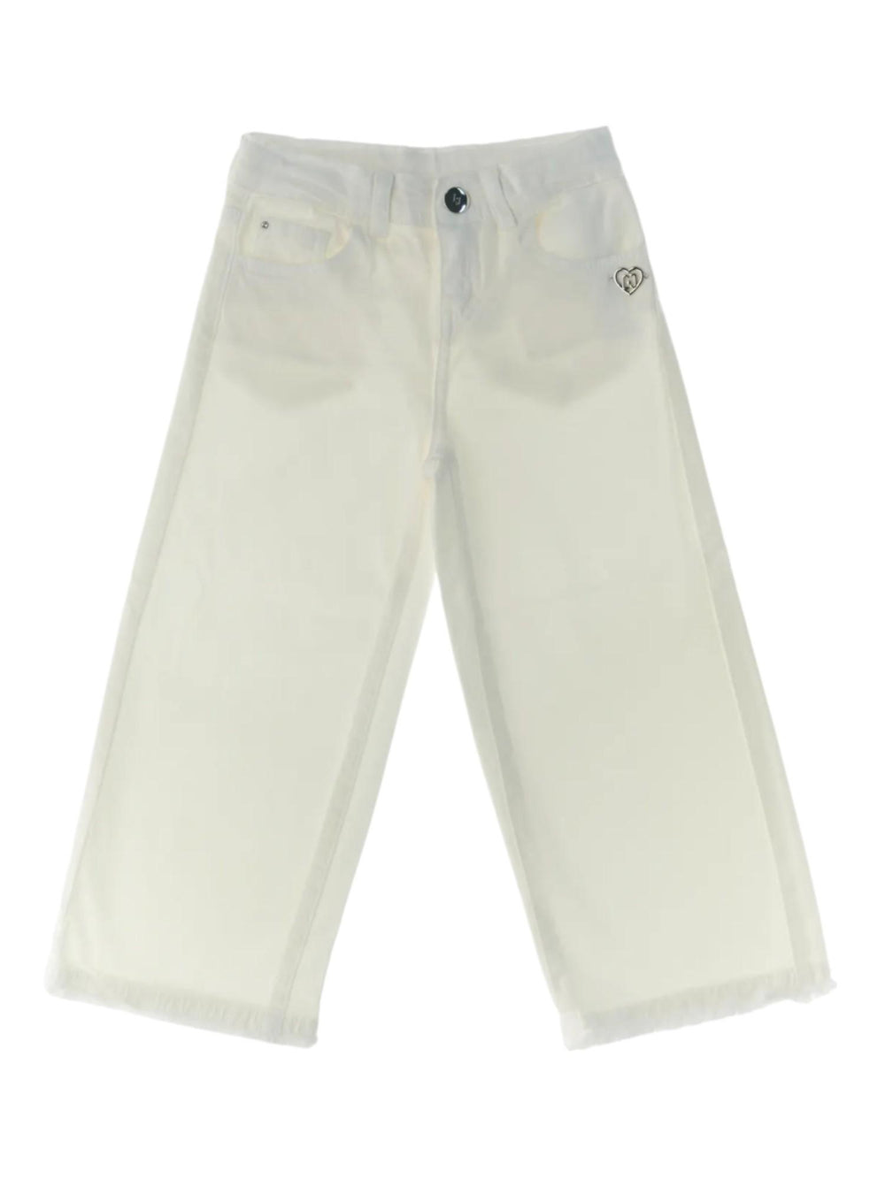 Pantaloni lunghi bambina bianchi con cuore logato