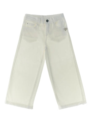 Pantaloni lunghi bambina bianchi con cuore logato