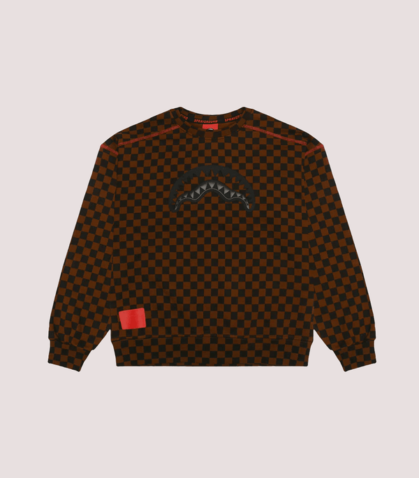 Takeover the throne checkered crewneck SPY1364G /BROWN SPRAYGROUND 